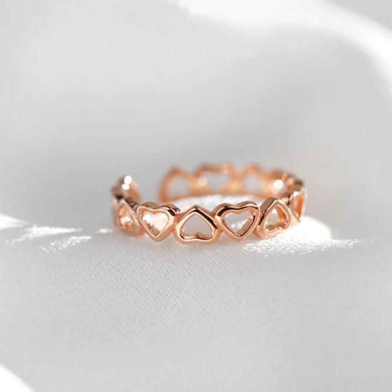 Hollow Heart Stainless Steel Ring Figure Silver Ring