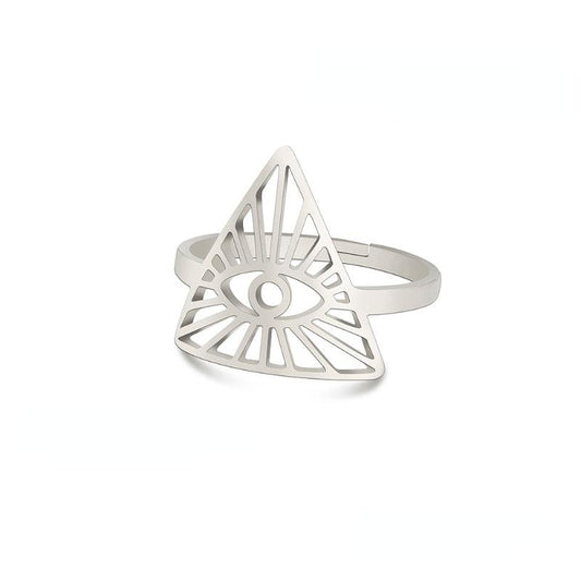 Eye Of God Rings Stainless Steel Open Adjustable Ring Jewelry