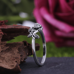 Men's Rose Flower Leaf Vine Ring Wedding Floral Rings