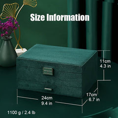 3 Layer Flannelette Jewelry Storage Box Lockable Organizer Case