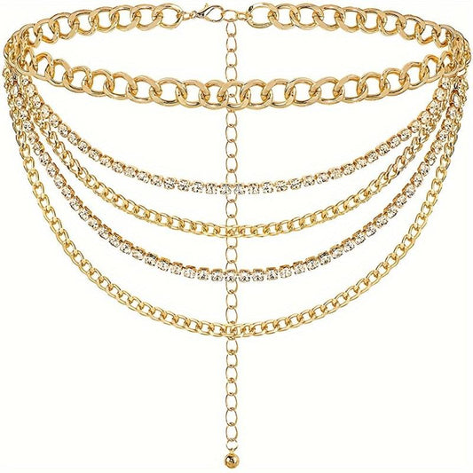 Rhinestone Tassel Waist Chain for Women