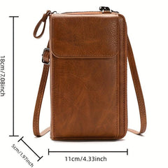 Vertical Wallet Zipper Closure Crossbody Bag