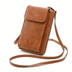 Vertical Wallet Zipper Closure Crossbody Bag