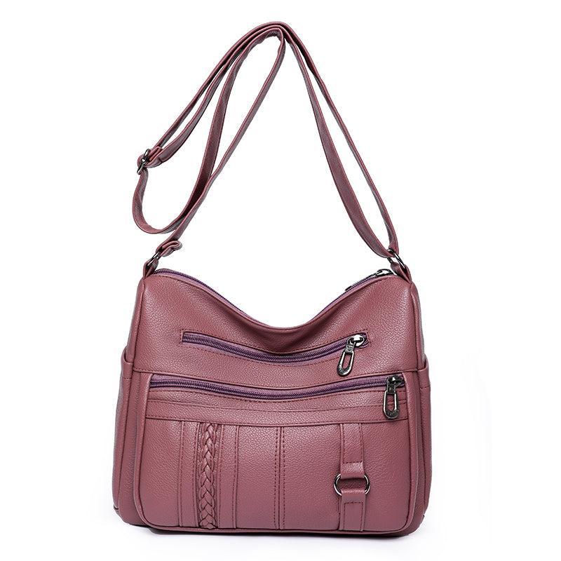 Vintage Faux Leather Crossbody Bag with Braid Detail