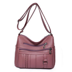Vintage Faux Leather Crossbody Bag with Braid Detail