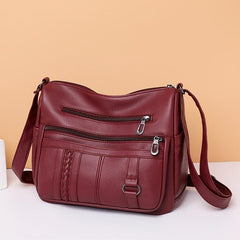 Vintage Faux Leather Crossbody Bag with Braid Detail