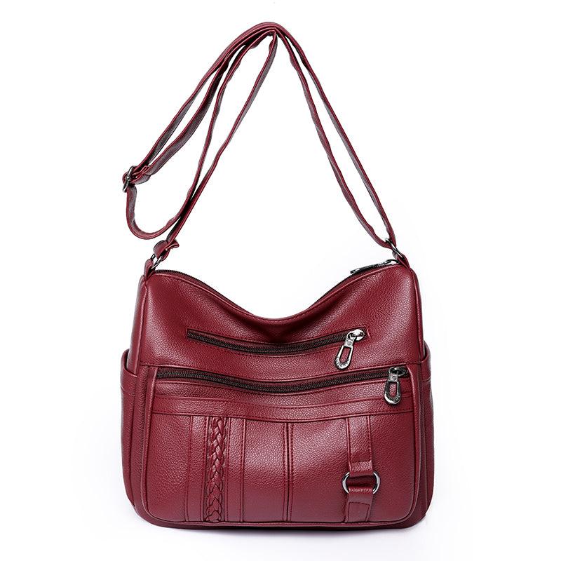 Vintage Faux Leather Crossbody Bag with Braid Detail