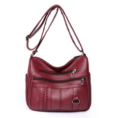 Vintage Faux Leather Crossbody Bag with Braid Detail