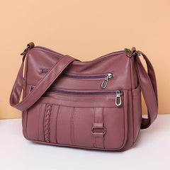 Vintage Faux Leather Crossbody Bag with Braid Detail