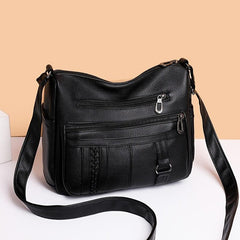 Vintage Faux Leather Crossbody Bag with Braid Detail
