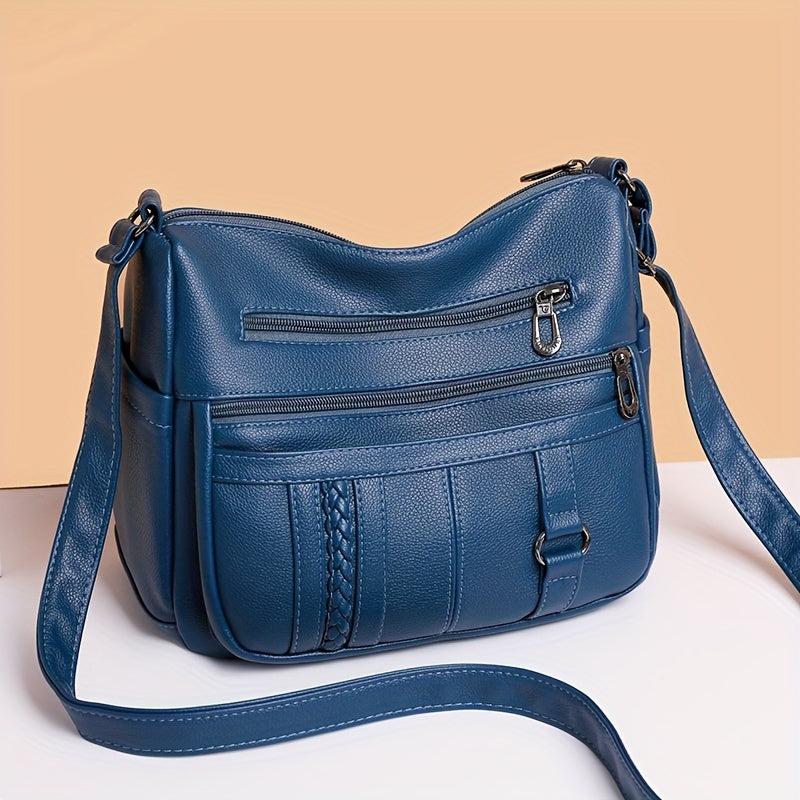 Vintage Faux Leather Crossbody Bag with Braid Detail