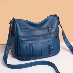 Vintage Faux Leather Crossbody Bag with Braid Detail