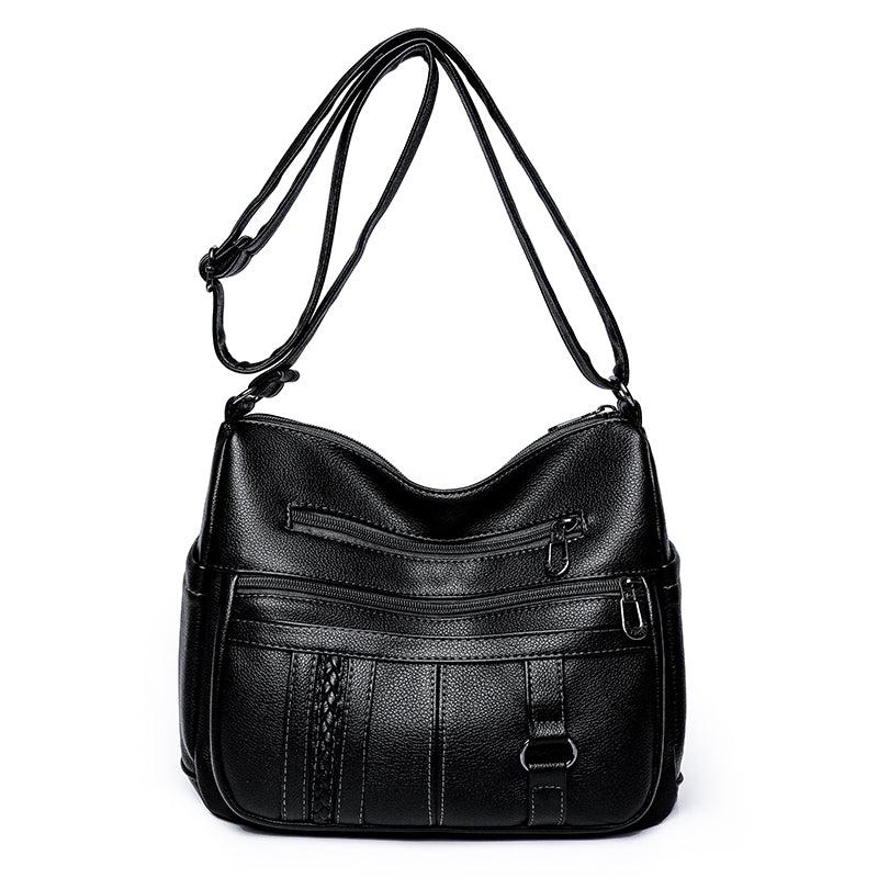 Vintage Faux Leather Crossbody Bag with Braid Detail