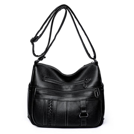 Vintage Faux Leather Crossbody Bag with Braid Detail