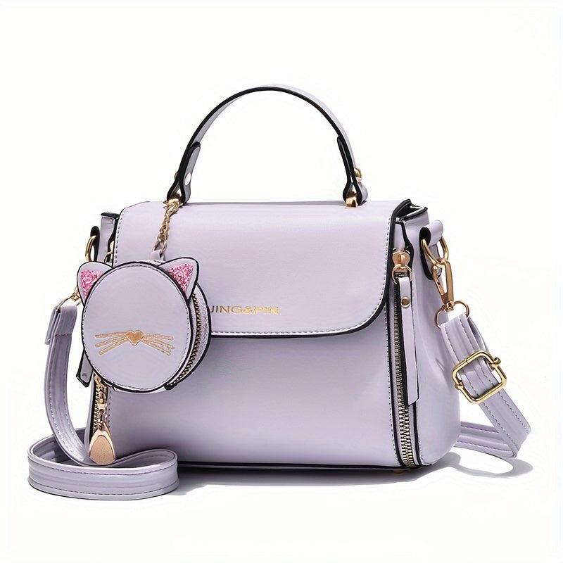 Square Crossbody Bag with Cat Coin Purse
