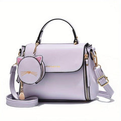 Square Crossbody Bag with Cat Coin Purse