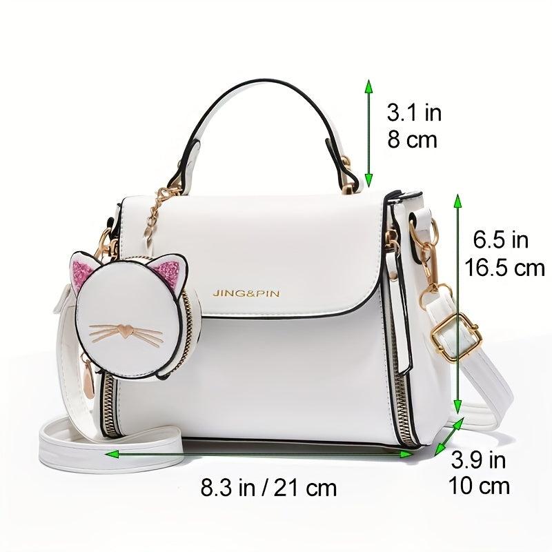 Square Crossbody Bag with Cat Coin Purse