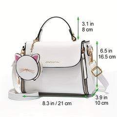 Square Crossbody Bag with Cat Coin Purse
