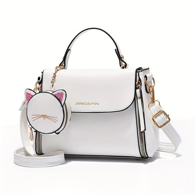 Square Crossbody Bag with Cat Coin Purse