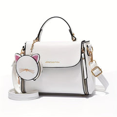 Square Crossbody Bag with Cat Coin Purse