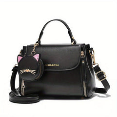 Square Crossbody Bag with Cat Coin Purse