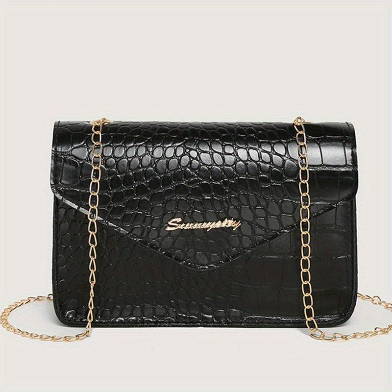 Crocodile Pattern Crossbody Bag PU Leather Purse Women's Shoulder Handbag