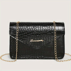 Crocodile Pattern Crossbody Bag PU Leather Purse Women's Shoulder Handbag