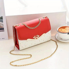 Sequin Glitter Versatile Shoulder Bag Flap Chain Strap PU Leather Crossbody Bag