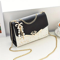 Sequin Glitter Versatile Shoulder Bag Flap Chain Strap PU Leather Crossbody Bag