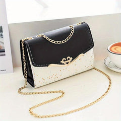Sequin Glitter Versatile Shoulder Bag Flap Chain Strap PU Leather Crossbody Bag