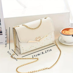 Sequin Glitter Versatile Shoulder Bag Flap Chain Strap PU Leather Crossbody Bag