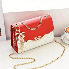 Sequin Glitter Versatile Shoulder Bag Flap Chain Strap PU Leather Crossbody Bag