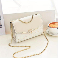 Sequin Glitter Versatile Shoulder Bag Flap Chain Strap PU Leather Crossbody Bag