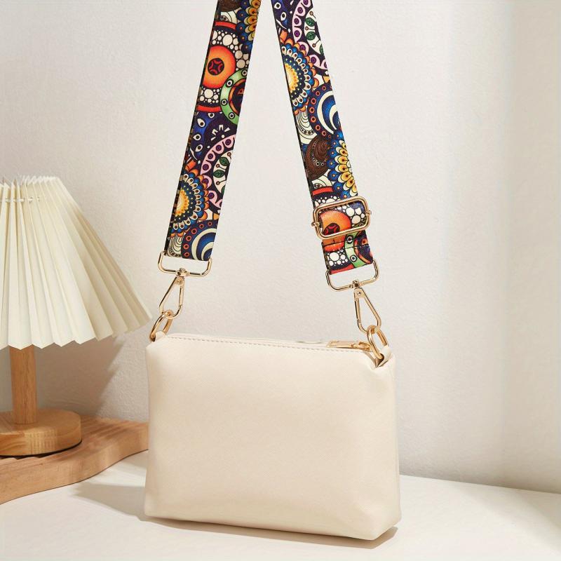 Floral Strap Crossbody Bag Tassel Square Purse