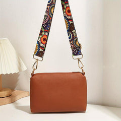 Floral Strap Crossbody Bag Tassel Square Purse
