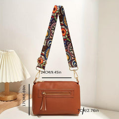Floral Strap Crossbody Bag Tassel Square Purse