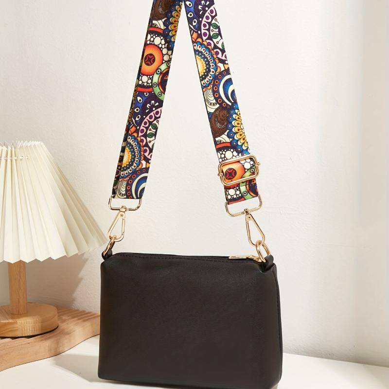 Floral Strap Crossbody Bag Tassel Square Purse