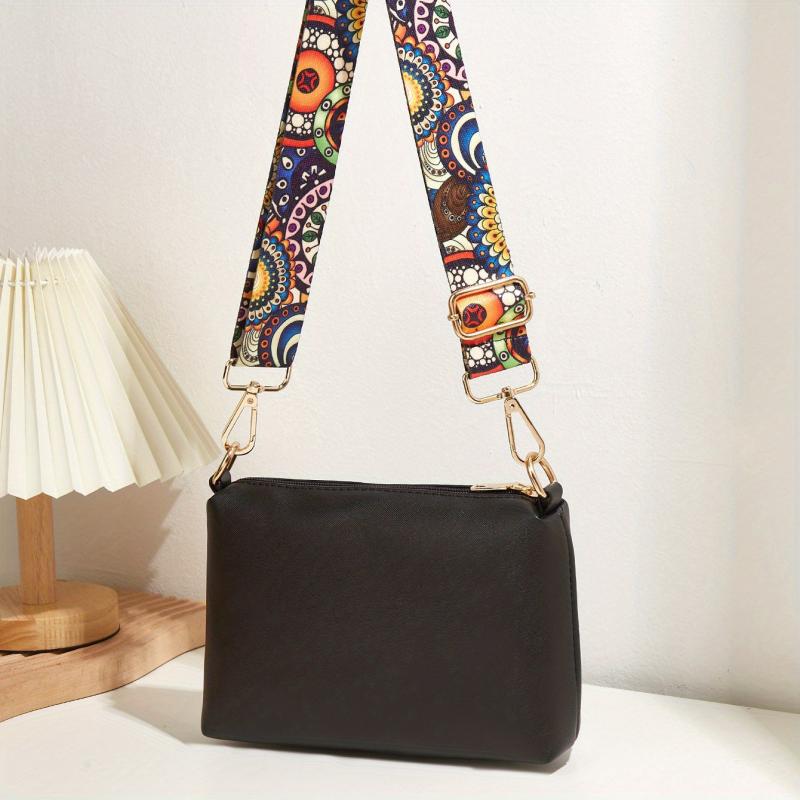 Floral Strap Crossbody Bag Tassel Square Purse