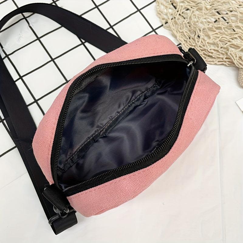 Casual Crossbody Bag Canvas Purse Solid Zipper Square Shoulder Bag