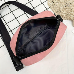 Casual Crossbody Bag Canvas Purse Solid Zipper Square Shoulder Bag