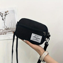 Casual Crossbody Bag Canvas Purse Solid Zipper Square Shoulder Bag