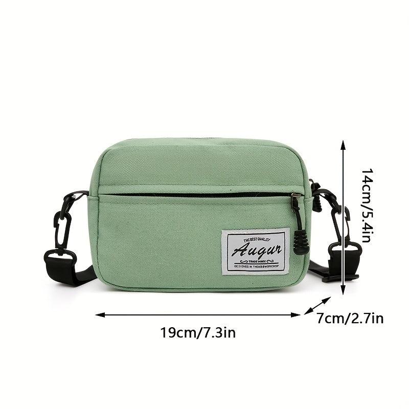 Casual Crossbody Bag Canvas Purse Solid Zipper Square Shoulder Bag