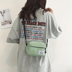 Casual Crossbody Bag Canvas Purse Solid Zipper Square Shoulder Bag