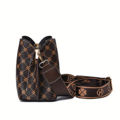 Classic Allover Print Shoulder Bag Wide Strap Crossbody Bag