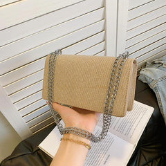 Chain Crossbody Bag Patent Leather Shoulder Bag Square Purse For Women