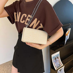Chain Crossbody Bag Patent Leather Shoulder Bag Square Purse For Women