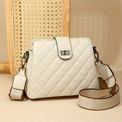 Argyle Quilted Crossbody Bag Solid Shoulder Bag Small Turn Lock