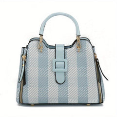 Plaid Pattern Crossbody Bag with Buckle Decor