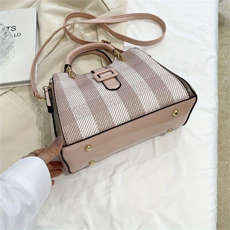 Plaid Pattern Crossbody Bag with Buckle Decor