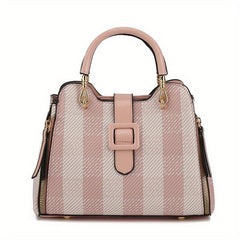 Plaid Pattern Crossbody Bag with Buckle Decor